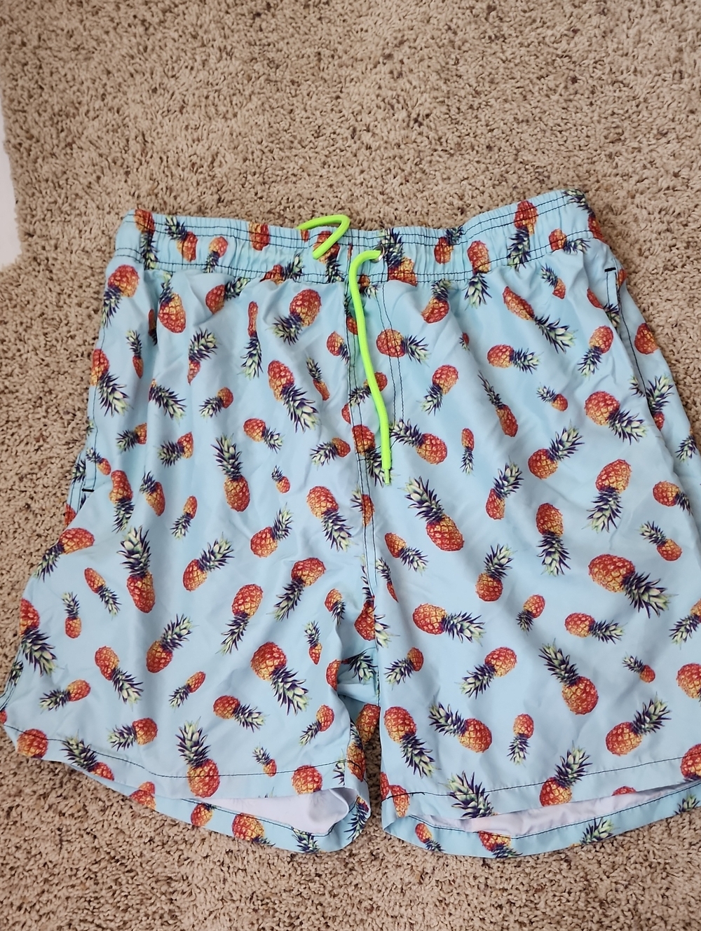 Boys Light Blue Pineapple Print Hybrid Shorts Swimsuit